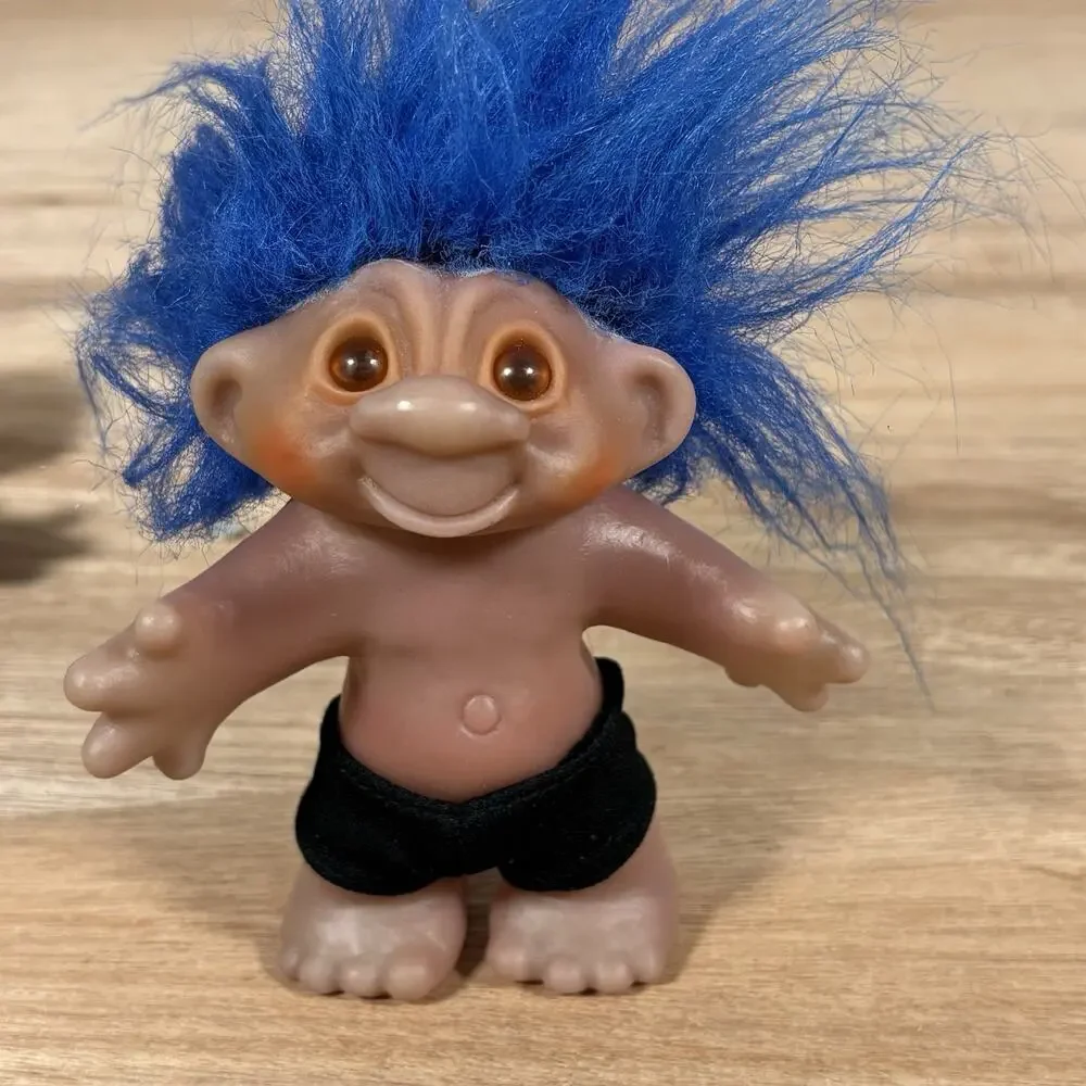 Four 1980s DAM Vintage Troll Collection‎ Blue Green Hair Red Brown Eyes See Desc